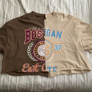 Half and half split oversized crop top from Tilly’s